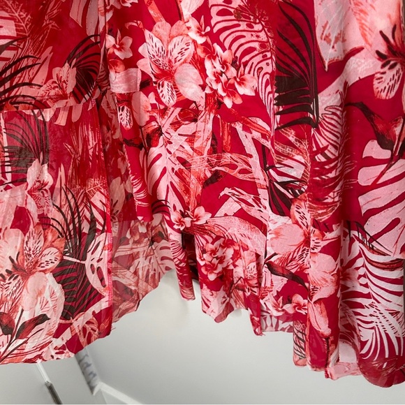 White House Black Market Size 2 Tropical‎ Wave Mesh MIDI Wrap Skirt NWT $120 - Picture 10 of 14